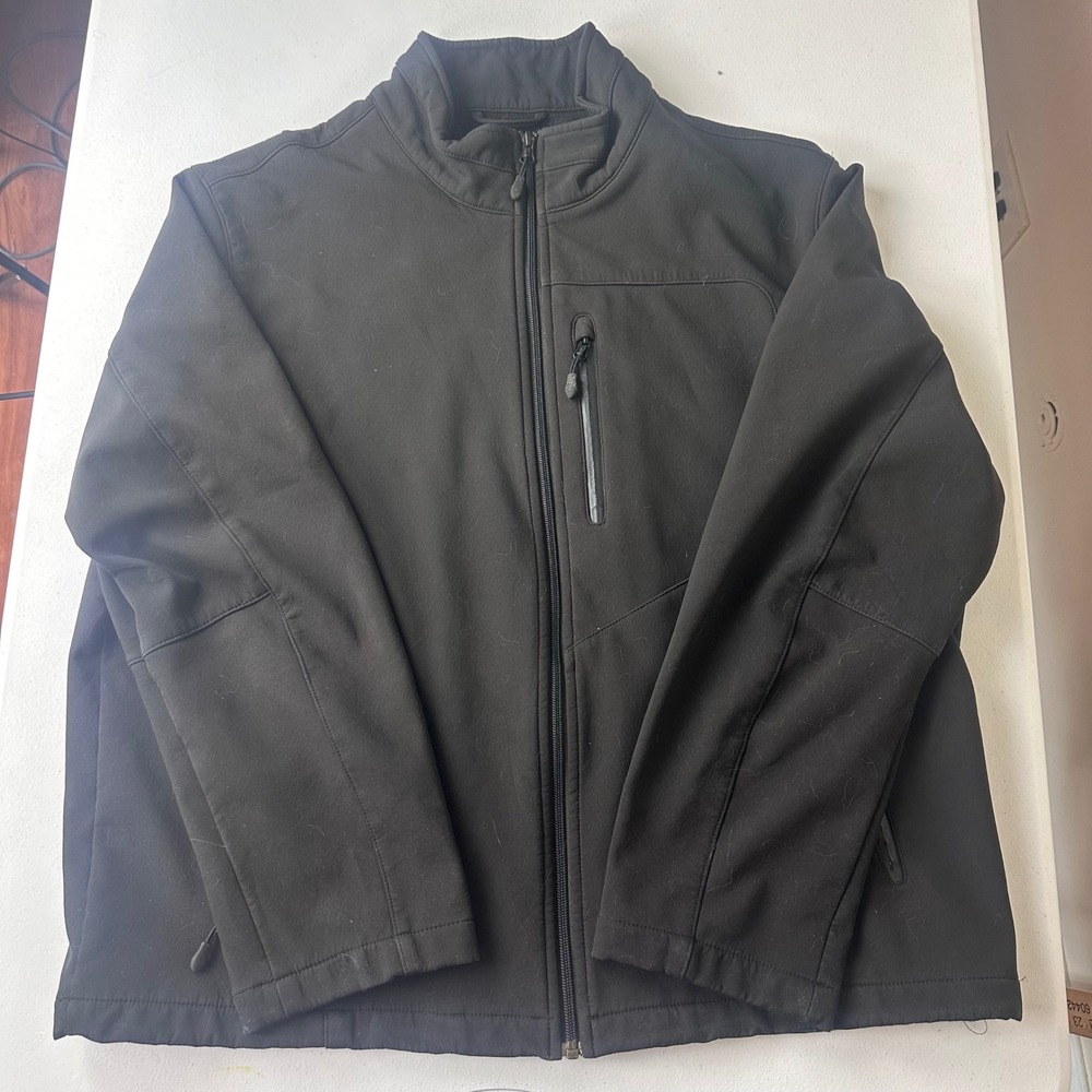 Kirkland Softshell Jacket Mens XL Black Full Zip Fleece Lined Outdoor 650489